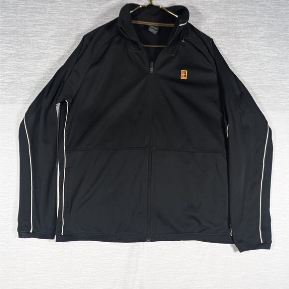 Nike Court Heritage Full Zip Dri Fit Jacket Mens Large Black Long Sleeve - Picture 1 of 6
